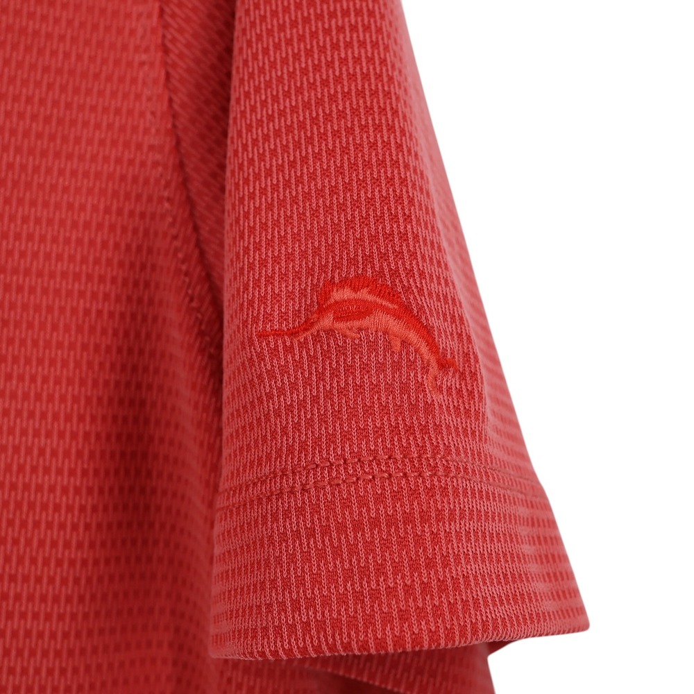 Tommy Bahama Mens XXL Redish Orange Waffle Knit‎ Polo Shirt eModal Blend Logo - Picture 7 of 7